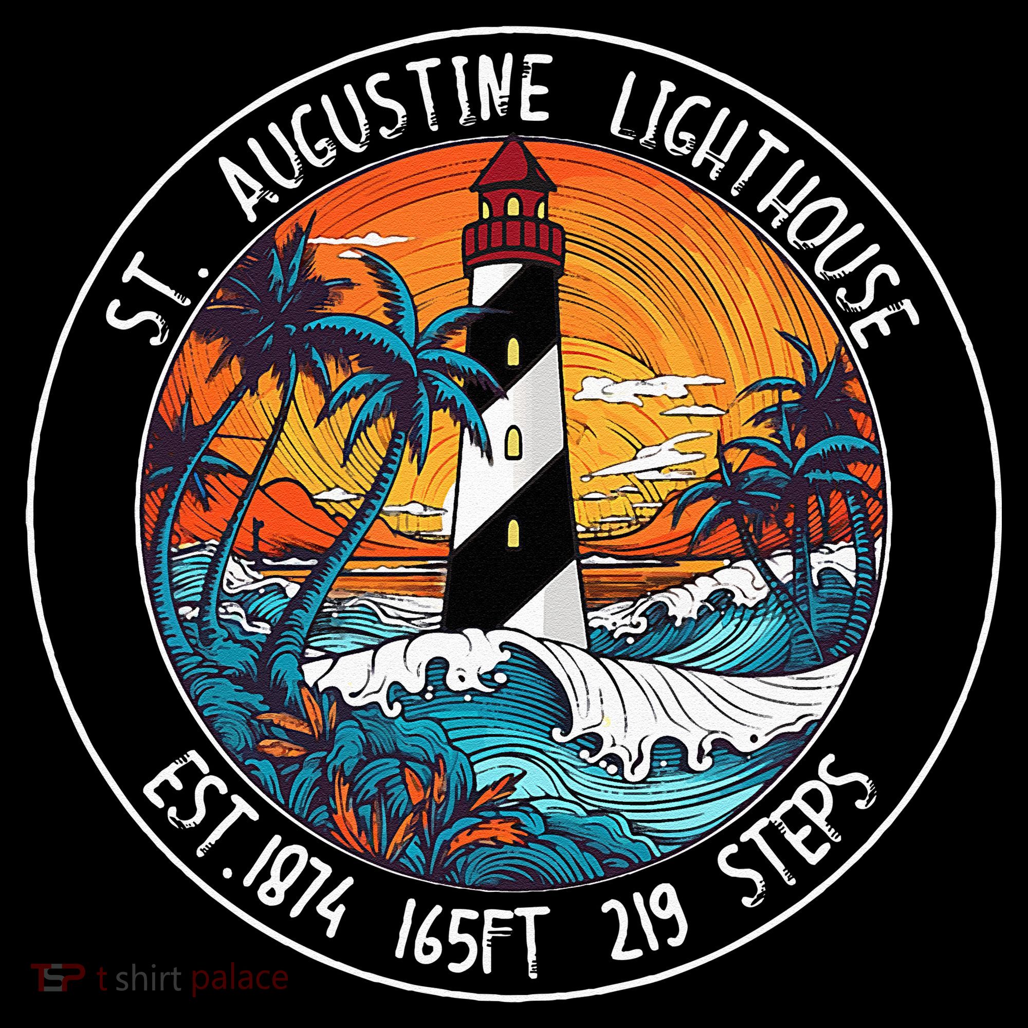 St. Augustine Lighthouse Florida Retro Sunset Palm Trees Tote Bag