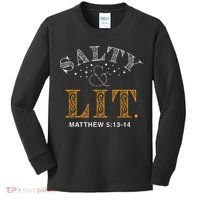 Salty And Lit Christian Bible Verse Religious Kids Long Sleeve Shirt thumb 0