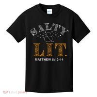Salty And Lit Christian Bible Verse Religious Kids T-Shirt thumb 0