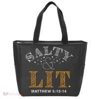 Salty And Lit Christian Bible Verse Religious Tote Bag thumb 0