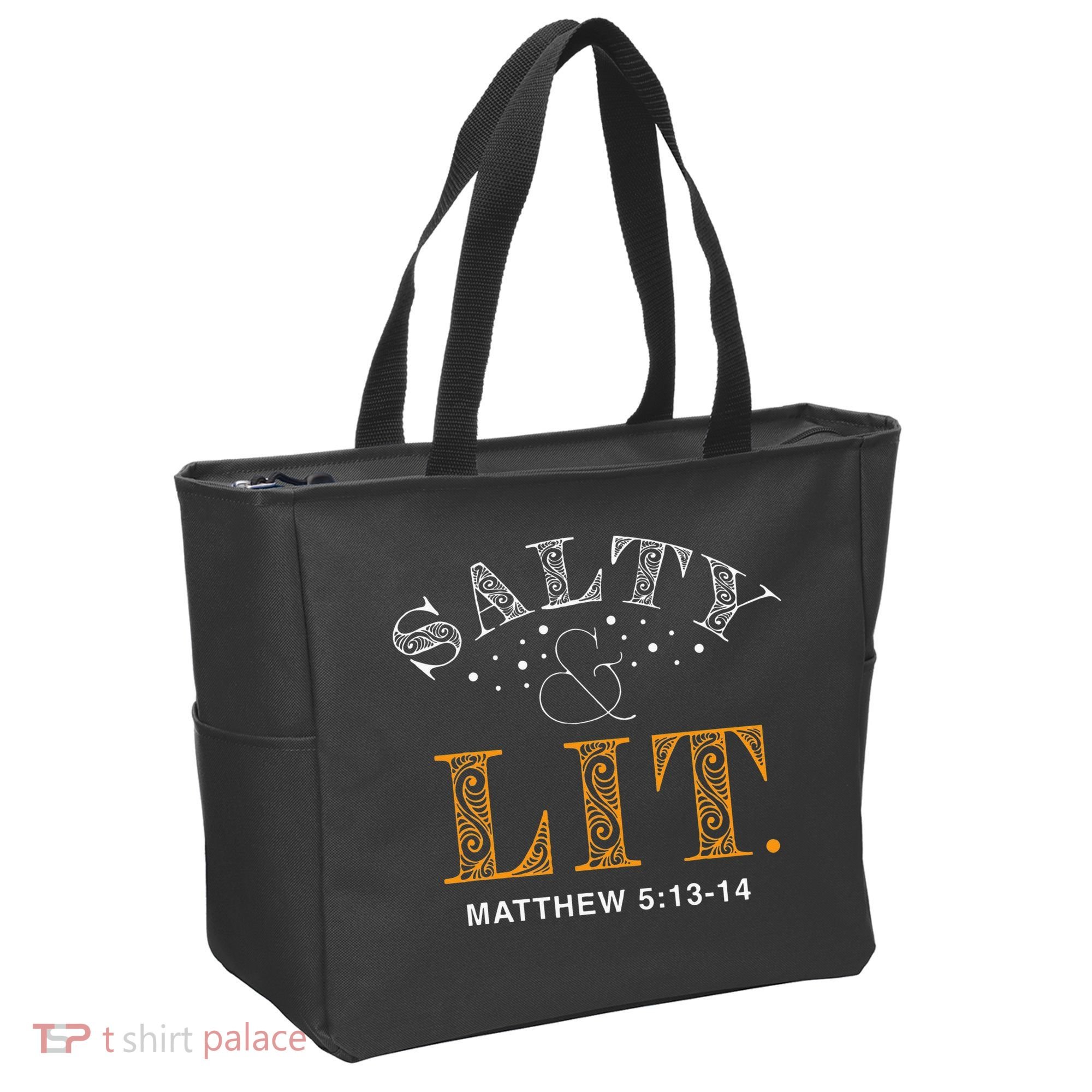 Salty And Lit Christian Bible Verse Religious Tote Bag