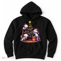 Sea Animal Lovers Kawaii Axolotl Decorating Christmas Tree Hoodie thumb 0