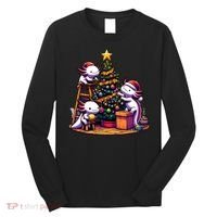 Sea Animal Lovers Kawaii Axolotl Decorating Christmas Tree Long Sleeve Shirt thumb 0