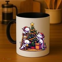 Sea Animal Lovers Kawaii Axolotl Decorating Christmas Tree Coffee Mug thumb 4