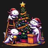 Sea Animal Lovers Kawaii Axolotl Decorating Christmas Tree Mousepad thumb 1