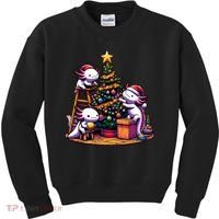 Sea Animal Lovers Kawaii Axolotl Decorating Christmas Tree Kids Sweatshirt thumb 0