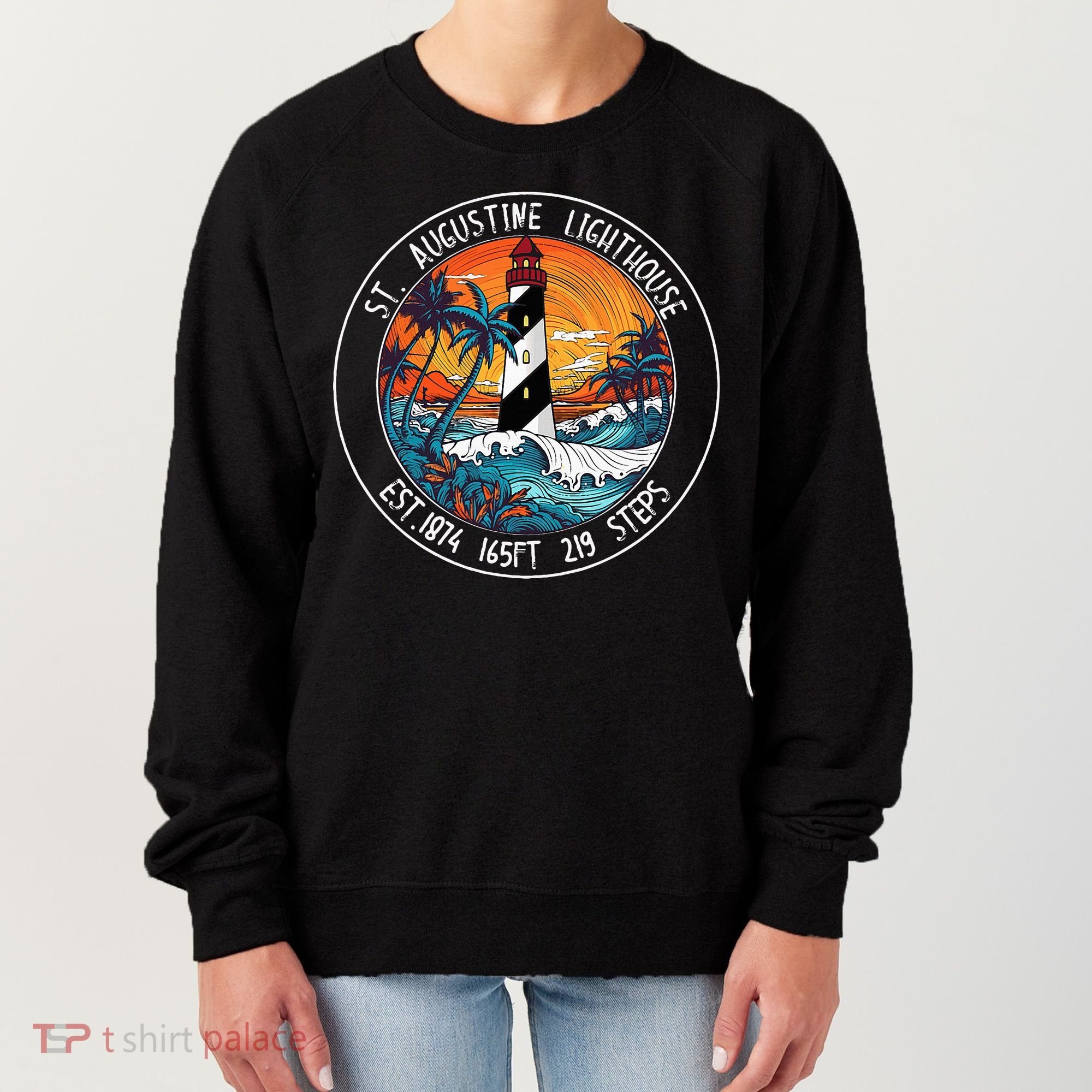 St. Augustine Lighthouse Florida Retro Sunset Palm Trees Women's Sweatshirt
