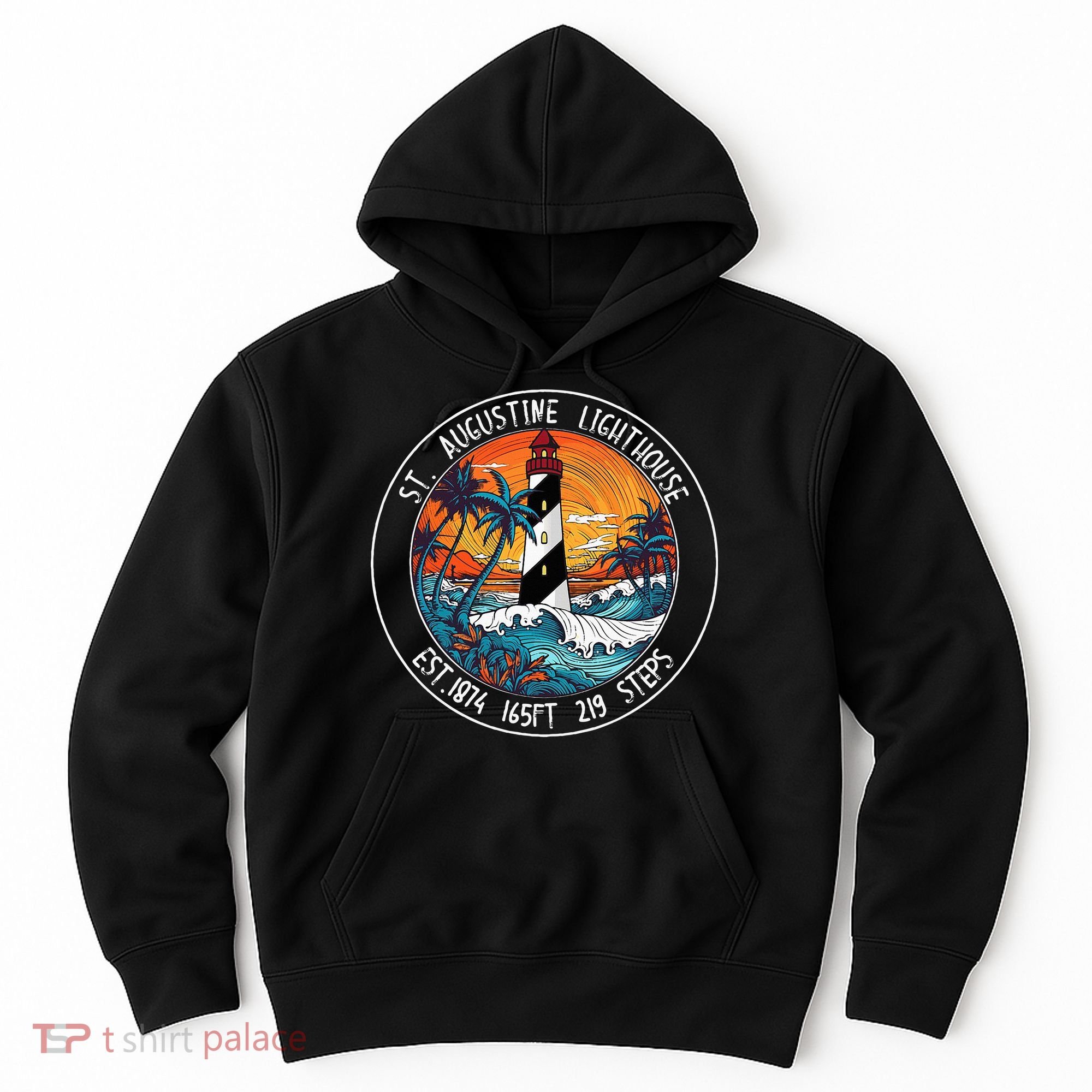 St. Augustine Lighthouse Florida Retro Sunset Palm Trees Hoodie