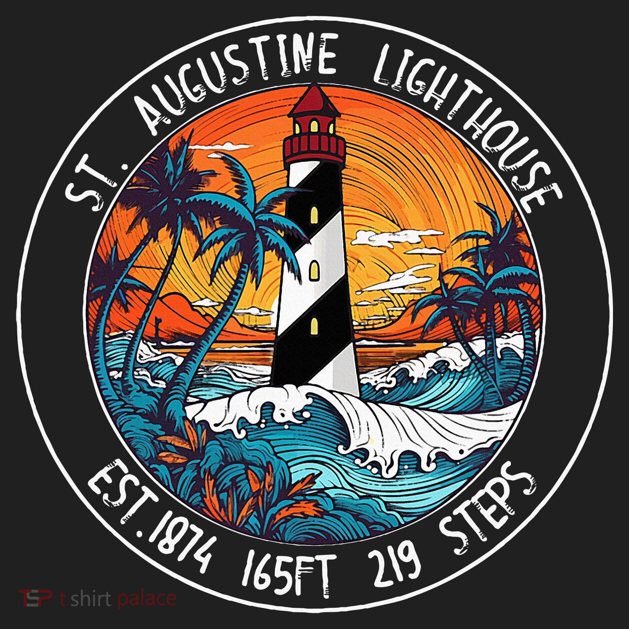 St. Augustine Lighthouse Florida Retro Sunset Palm Trees Beanie
