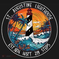 St. Augustine Lighthouse Florida Retro Sunset Palm Trees Pajama Set thumb 2