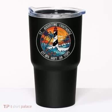 St. Augustine Lighthouse Florida Retro Sunset Palm Trees Tumbler