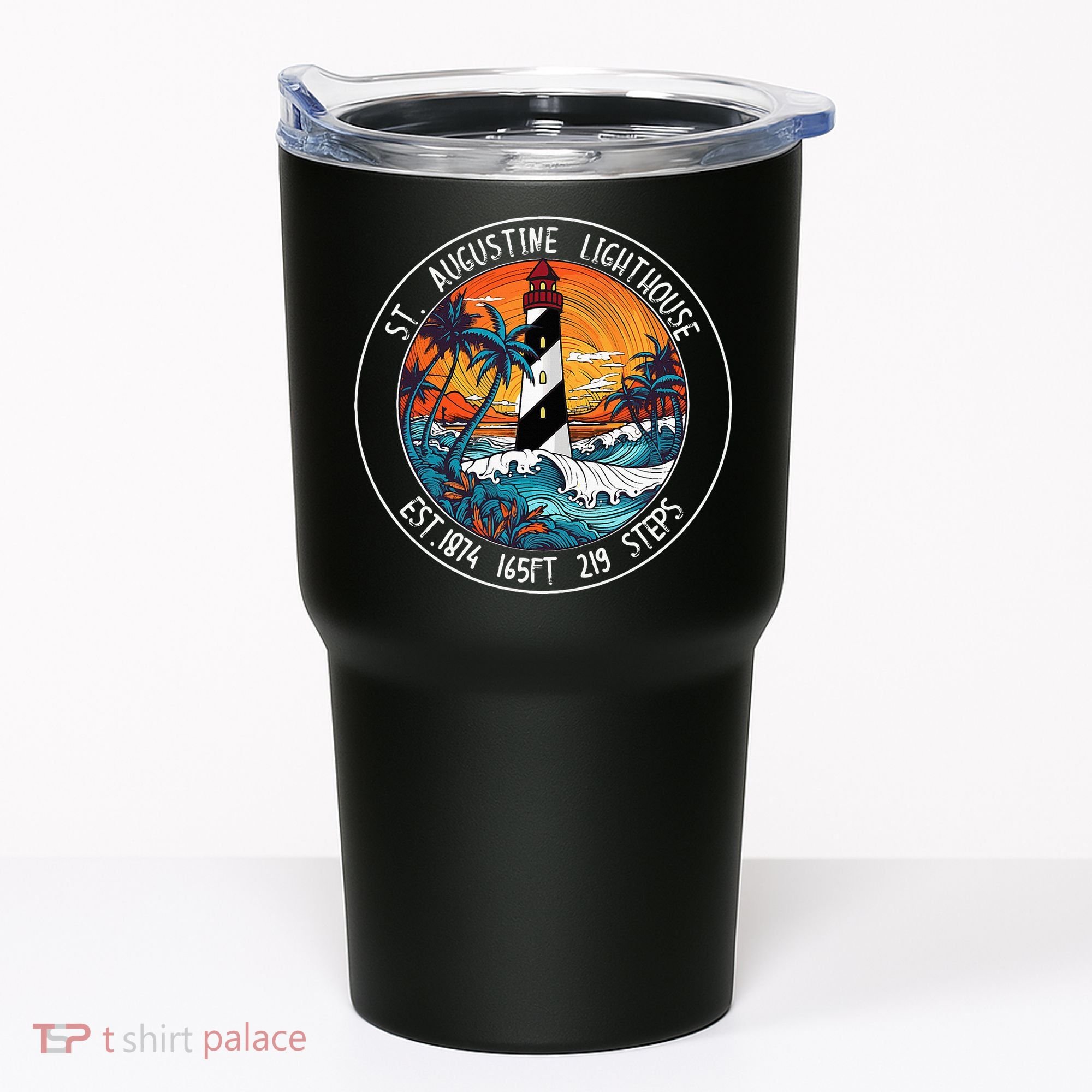 St. Augustine Lighthouse Florida Retro Sunset Palm Trees Tumbler