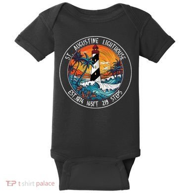 St. Augustine Lighthouse Florida Retro Sunset Palm Trees Baby Bodysuit
