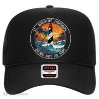 St. Augustine Lighthouse Florida Retro Sunset Palm Trees Hat thumb 0