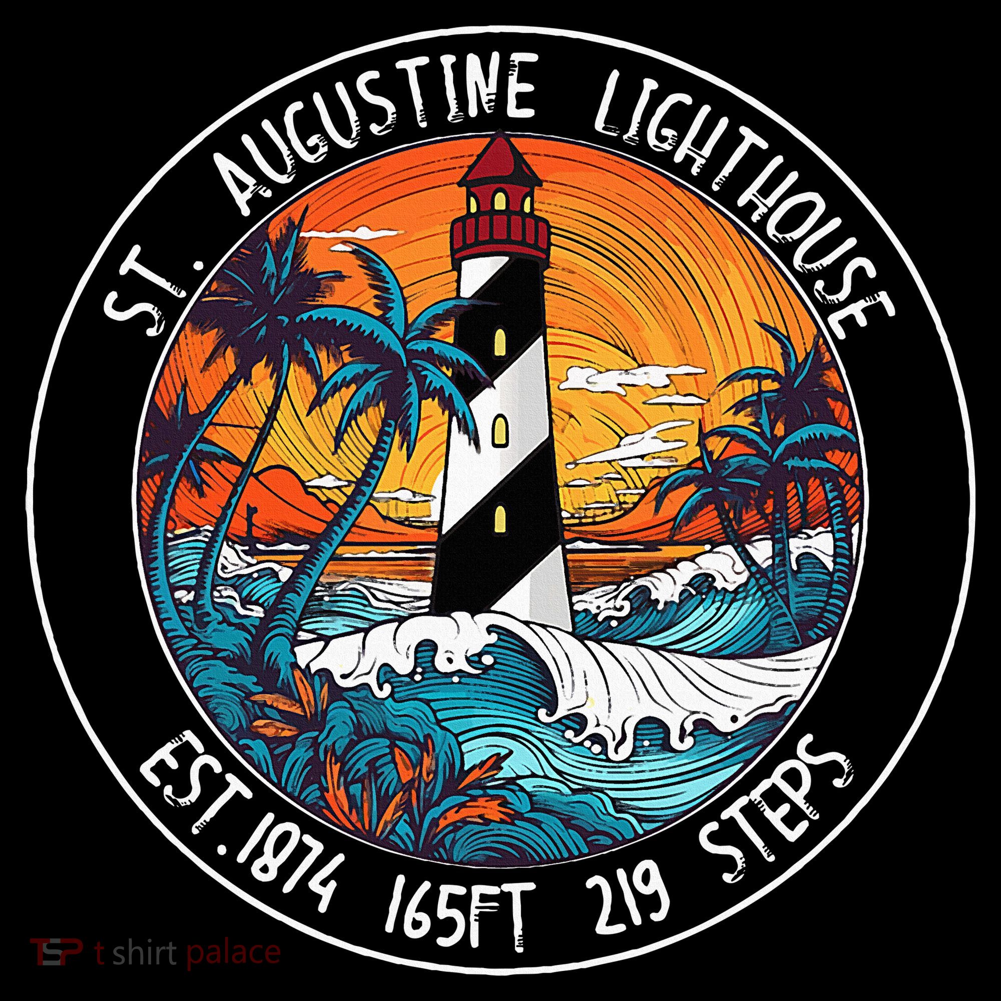 St. Augustine Lighthouse Florida Retro Sunset Palm Trees Toddler Hoodie