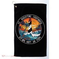 St. Augustine Lighthouse Florida Retro Sunset Palm Trees Golf Towel thumb 0