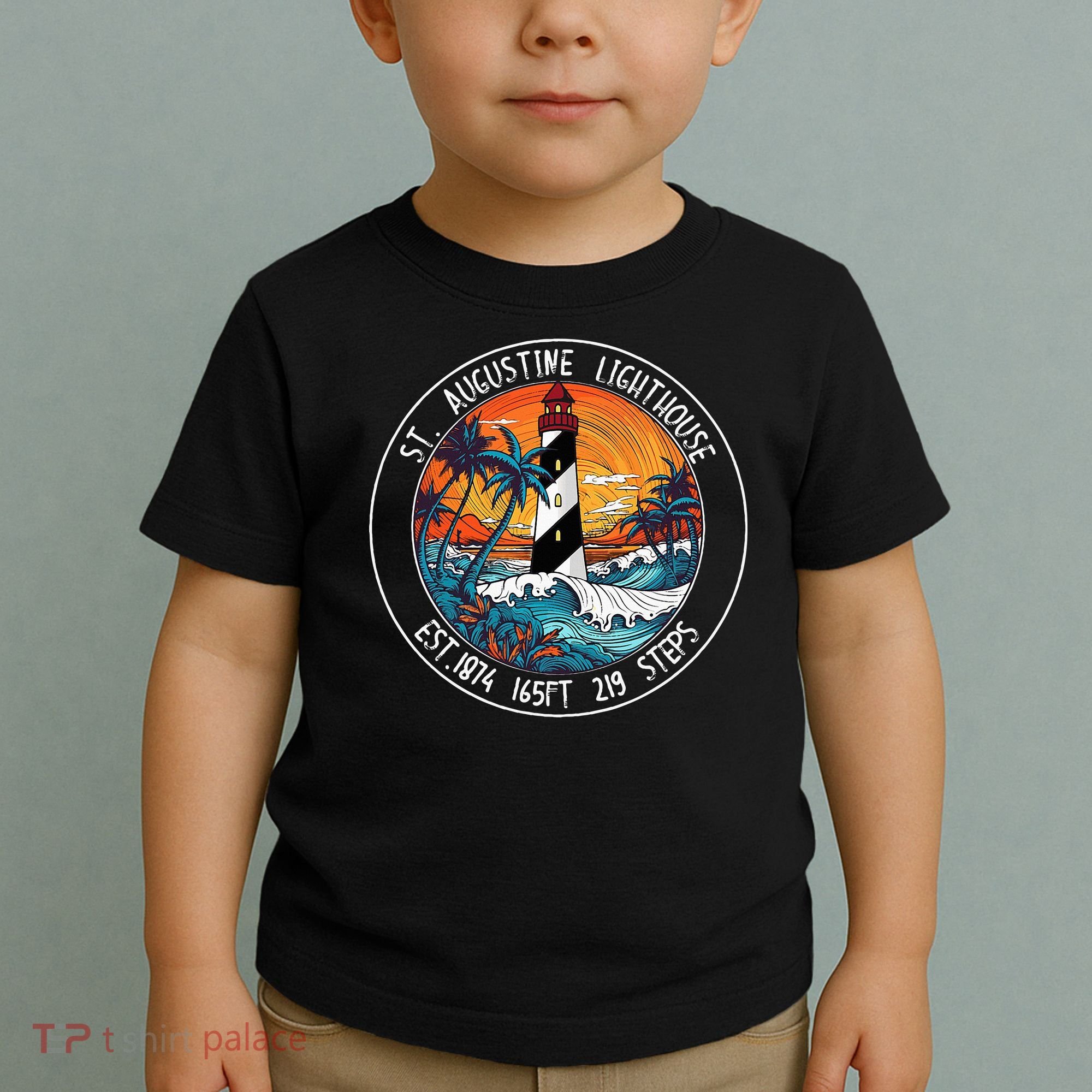 St. Augustine Lighthouse Florida Retro Sunset Palm Trees Toddler T-Shirt