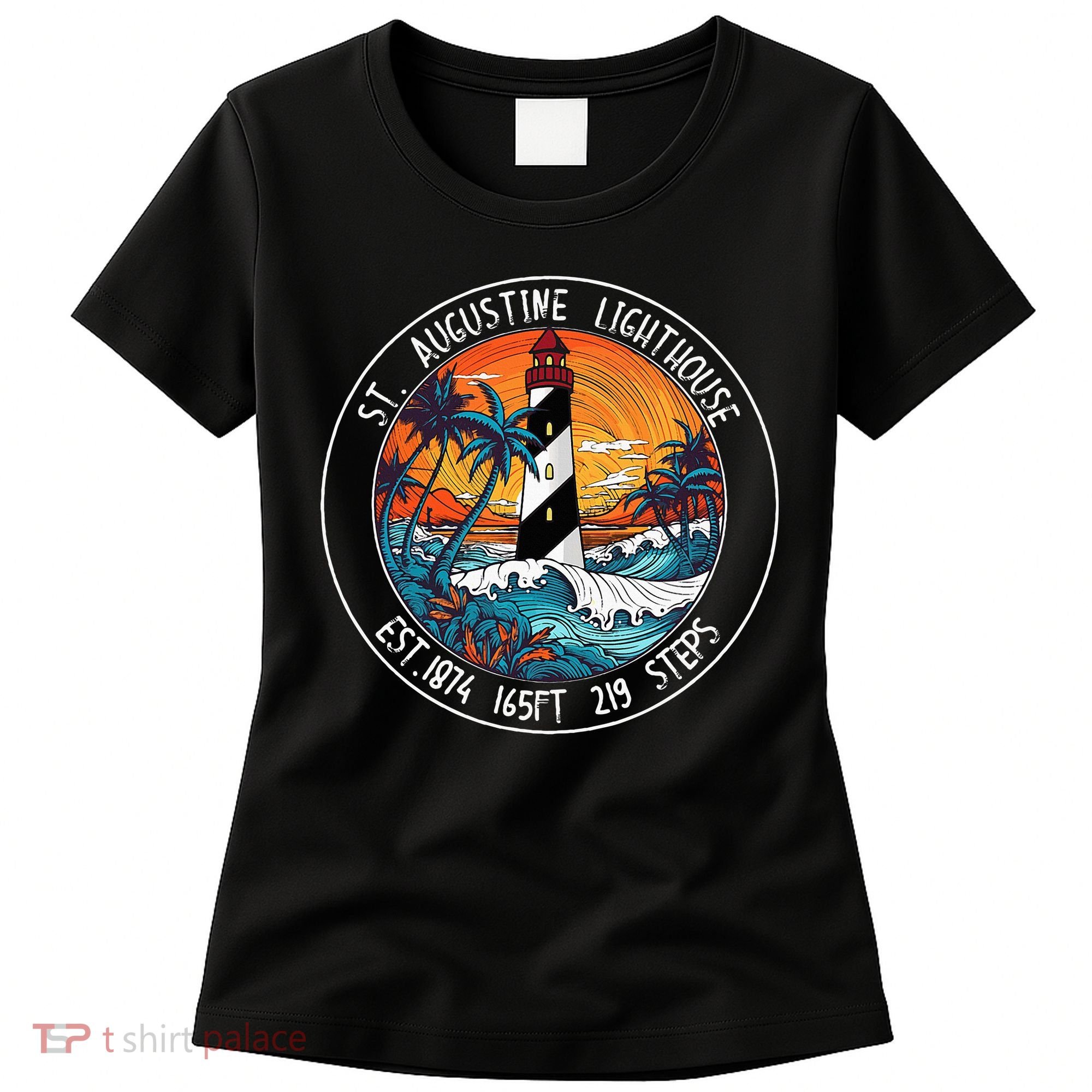St. Augustine Lighthouse Florida Retro Sunset Palm Trees Women's T-Shirt