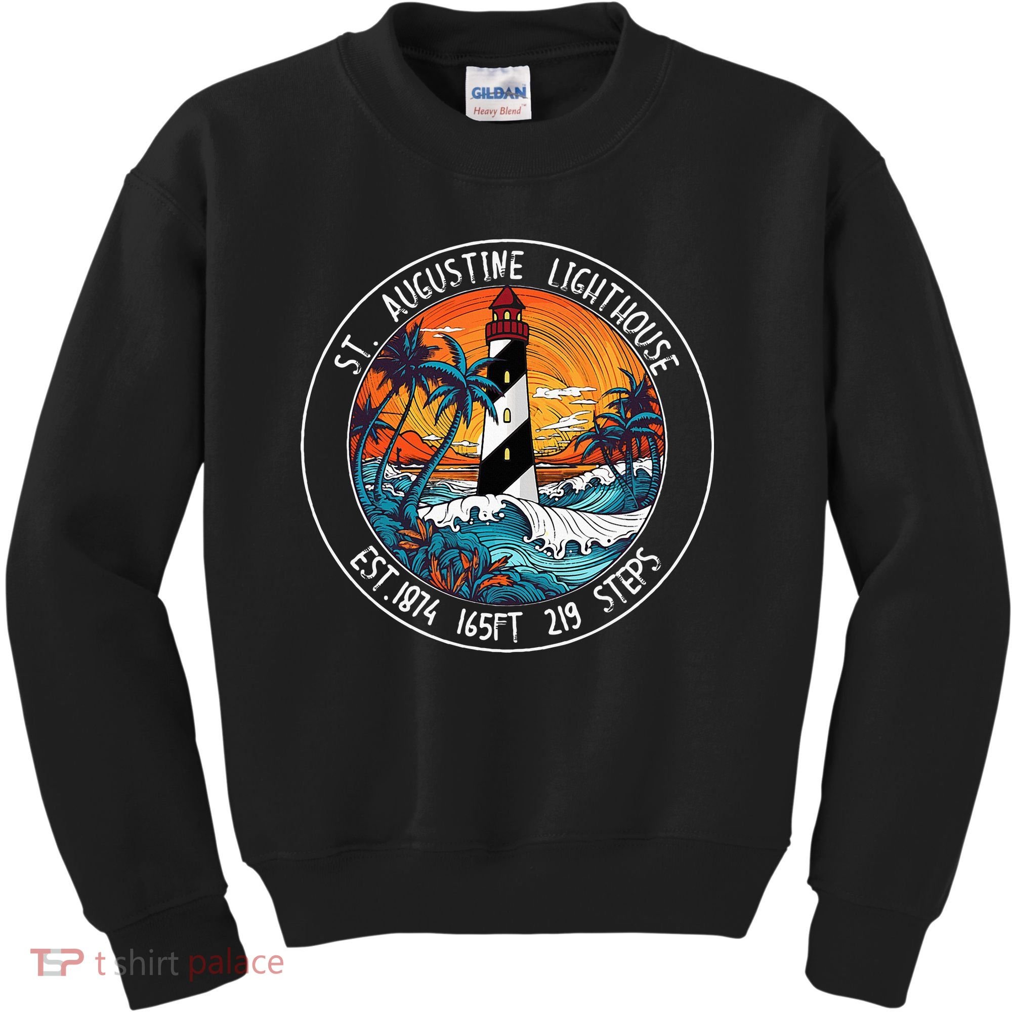 St. Augustine Lighthouse Florida Retro Sunset Palm Trees Kids Sweatshirt