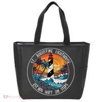 St. Augustine Lighthouse Florida Retro Sunset Palm Trees Tote Bag thumb 0