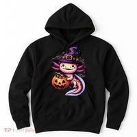 Sea Animal Lovers Axolotl Witch Hat Celebrating Halloween Hoodie thumb 0