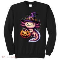 Sea Animal Lovers Axolotl Witch Hat Celebrating Halloween Sweatshirt thumb 0