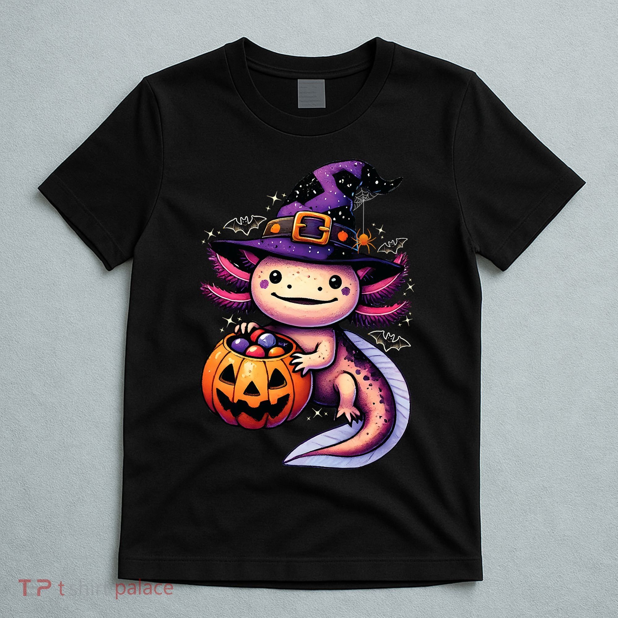 Sea Animal Lovers Axolotl Witch Hat Celebrating Halloween T-Shirt