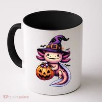 Sea Animal Lovers Axolotl Witch Hat Celebrating Halloween Coffee Mug thumb 0