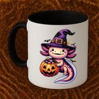 Sea Animal Lovers Axolotl Witch Hat Celebrating Halloween Coffee Mug thumb 2