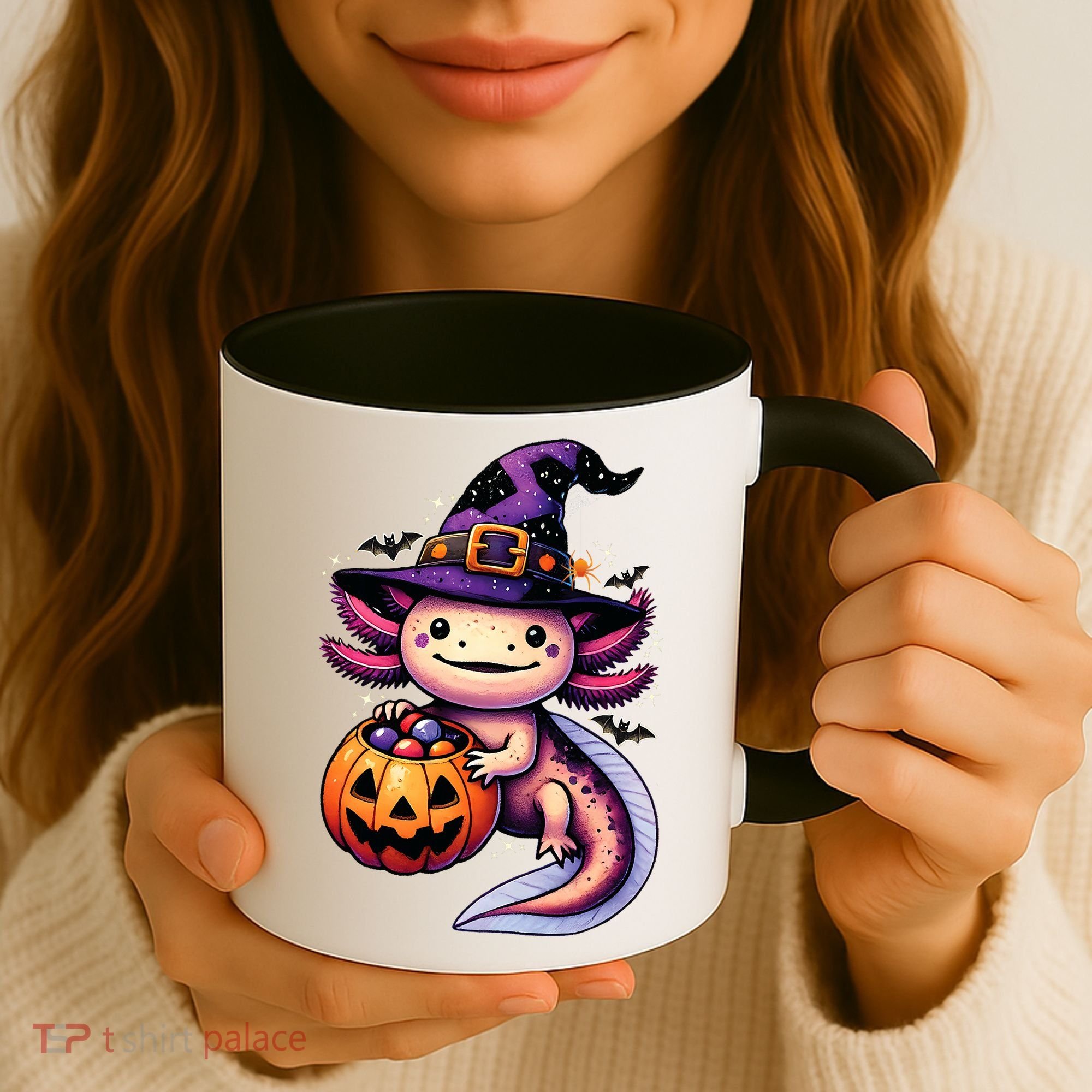 Sea Animal Lovers Axolotl Witch Hat Celebrating Halloween Coffee Mug