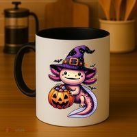 Sea Animal Lovers Axolotl Witch Hat Celebrating Halloween Coffee Mug thumb 4