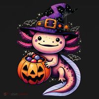 Sea Animal Lovers Axolotl Witch Hat Celebrating Halloween Polo thumb 3