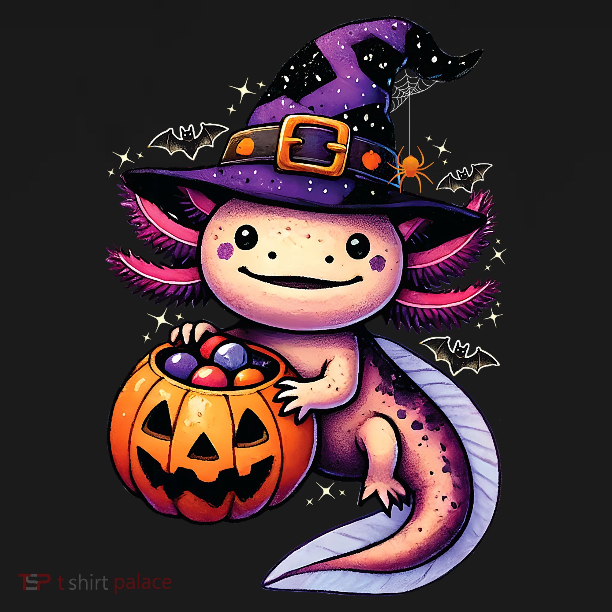 Sea Animal Lovers Axolotl Witch Hat Celebrating Halloween Women's Hoodie