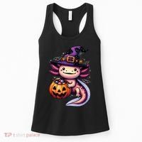 Sea Animal Lovers Axolotl Witch Hat Celebrating Halloween Women's Tank Top thumb 0