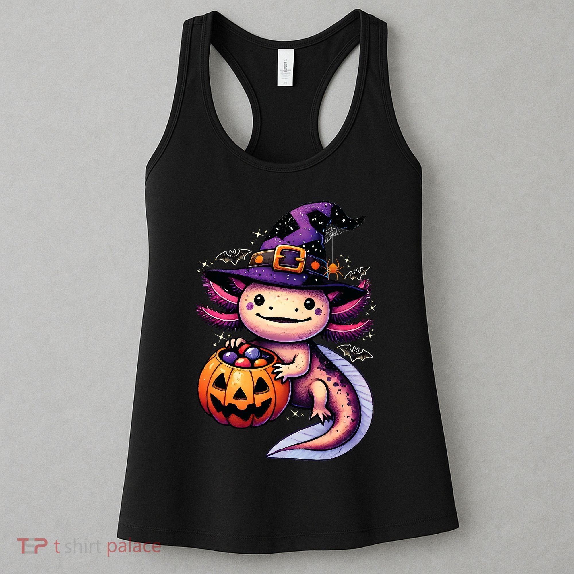 Sea Animal Lovers Axolotl Witch Hat Celebrating Halloween Women's Tank Top