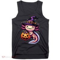 Sea Animal Lovers Axolotl Witch Hat Celebrating Halloween Tank Top thumb 0