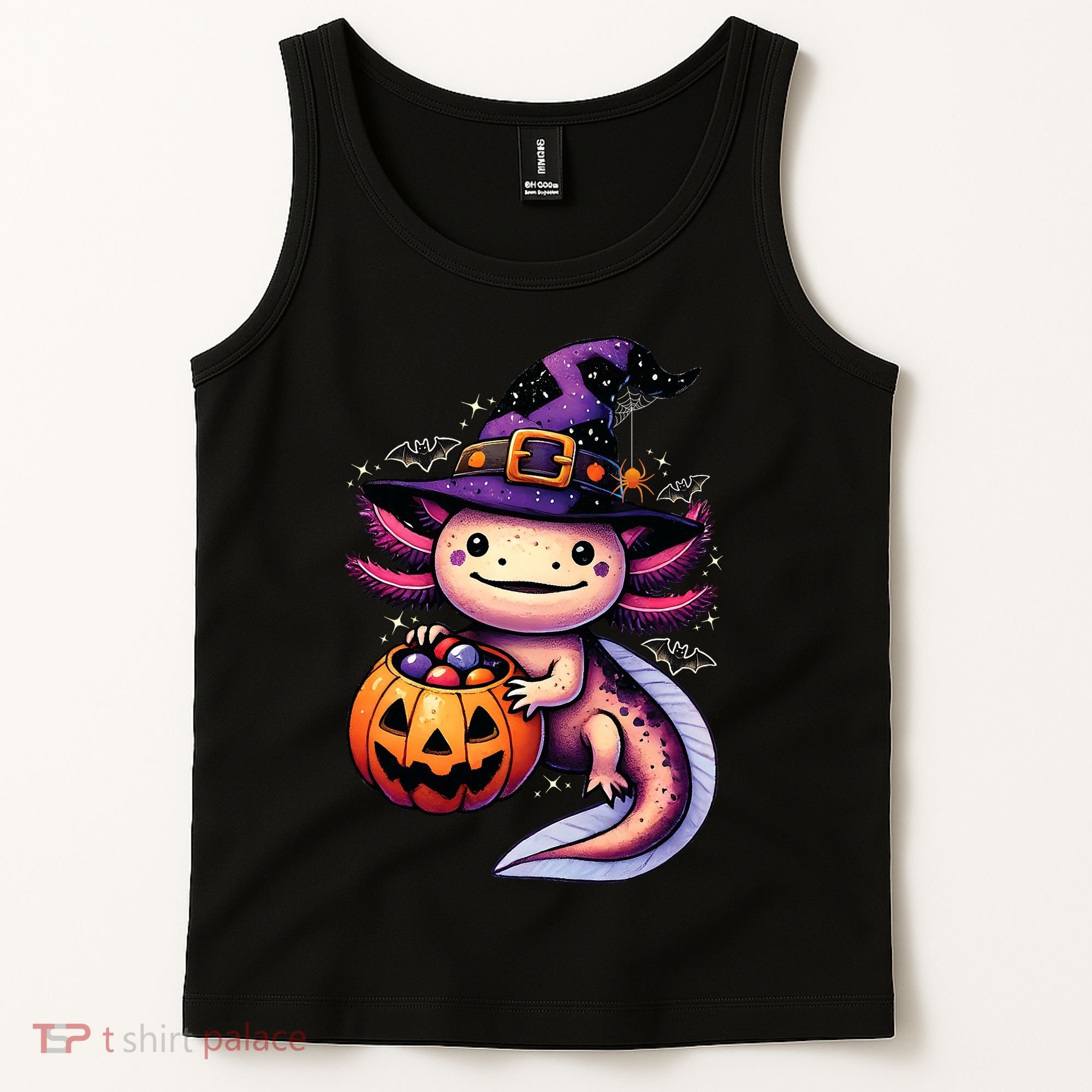 Sea Animal Lovers Axolotl Witch Hat Celebrating Halloween Tank Top