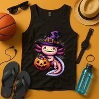 Sea Animal Lovers Axolotl Witch Hat Celebrating Halloween Tank Top thumb 4