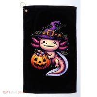 Sea Animal Lovers Axolotl Witch Hat Celebrating Halloween Golf Towel thumb 0