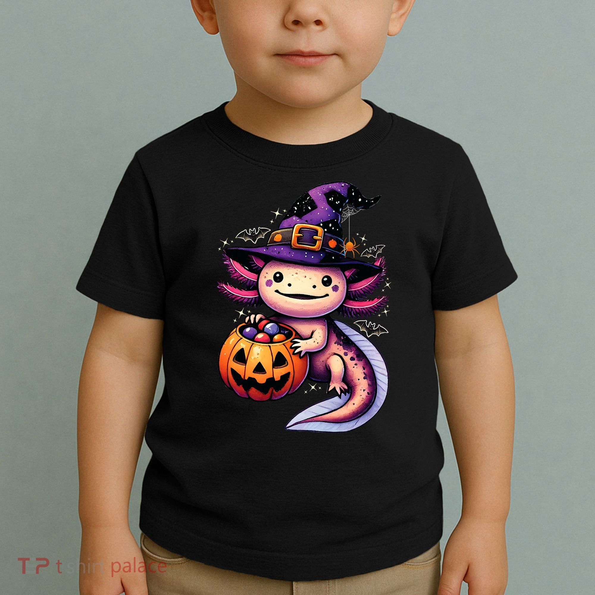 Sea Animal Lovers Axolotl Witch Hat Celebrating Halloween Toddler T-Shirt