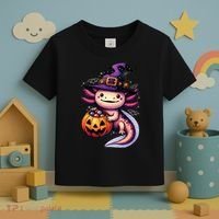 Sea Animal Lovers Axolotl Witch Hat Celebrating Halloween Toddler T-Shirt thumb 3