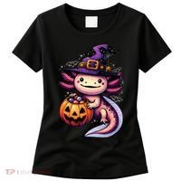 Sea Animal Lovers Axolotl Witch Hat Celebrating Halloween Women's T-Shirt thumb 0