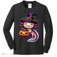 Sea Animal Lovers Axolotl Witch Hat Celebrating Halloween Kids Long Sleeve Shirt thumb 0