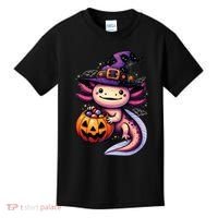 Sea Animal Lovers Axolotl Witch Hat Celebrating Halloween Kids T-Shirt thumb 0