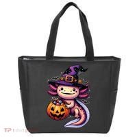 Sea Animal Lovers Axolotl Witch Hat Celebrating Halloween Tote Bag thumb 0