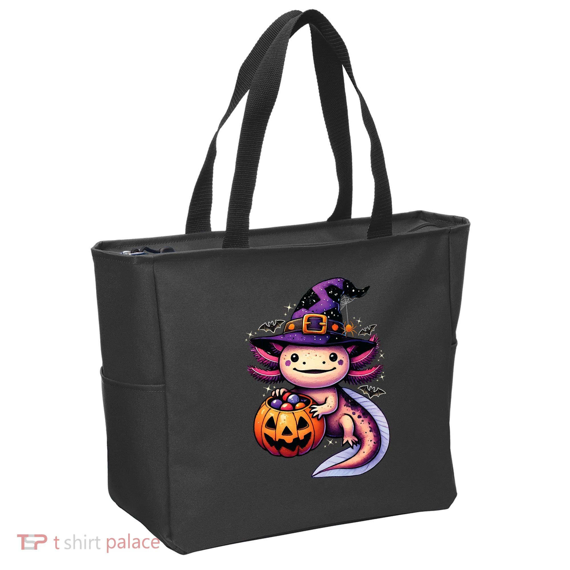 Sea Animal Lovers Axolotl Witch Hat Celebrating Halloween Tote Bag