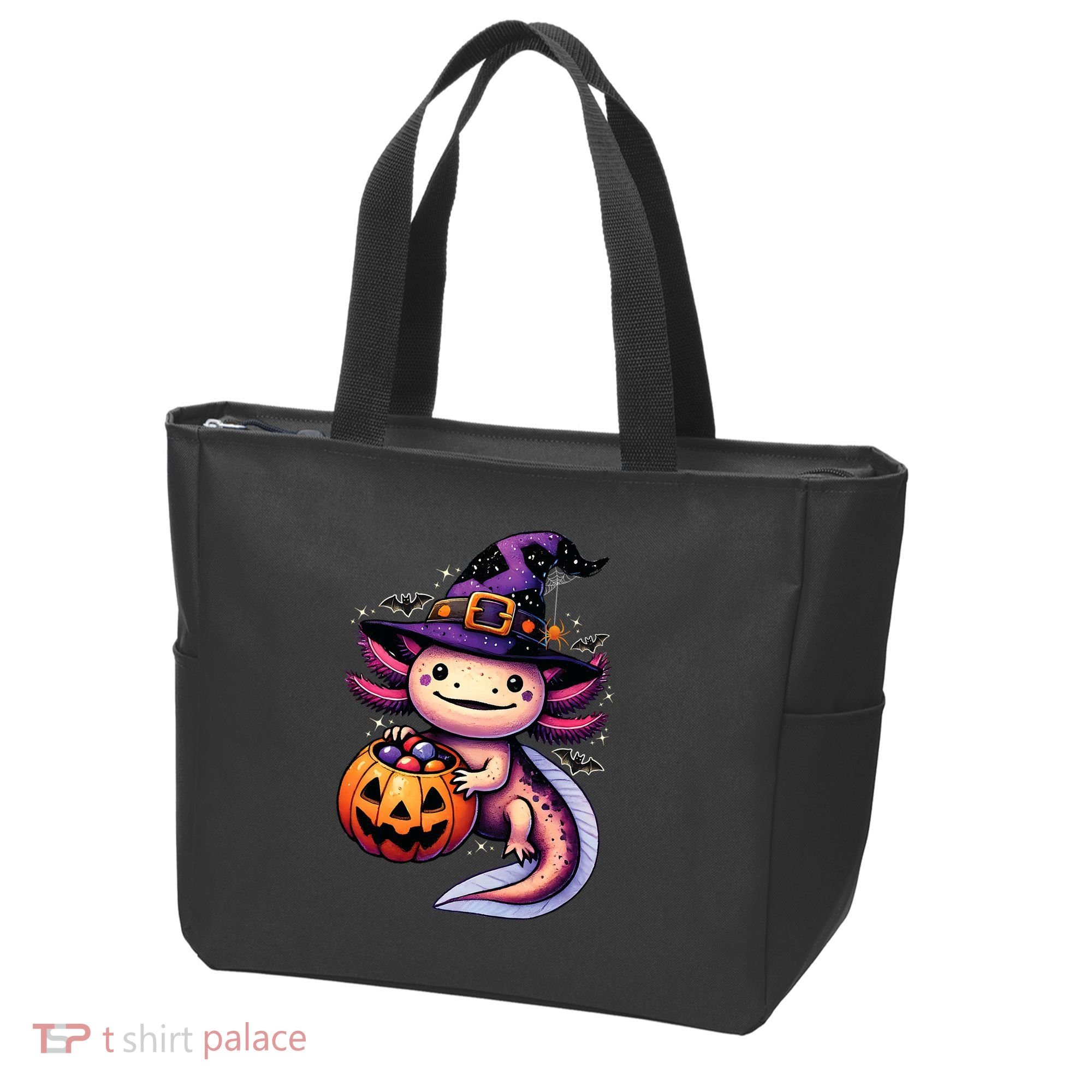 Sea Animal Lovers Axolotl Witch Hat Celebrating Halloween Tote Bag