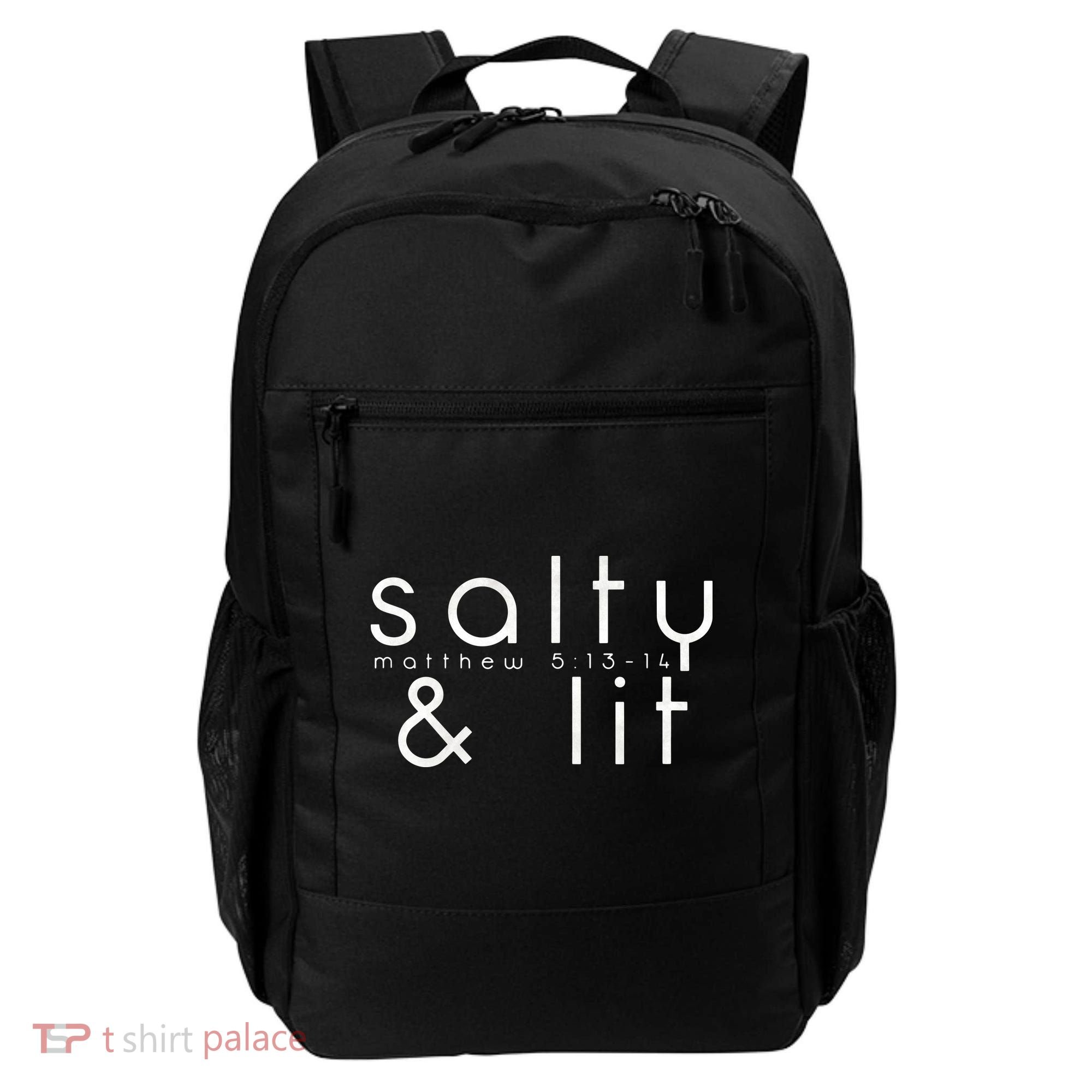 Salty And Lit Matthew 51314 Funny Christian Backpack