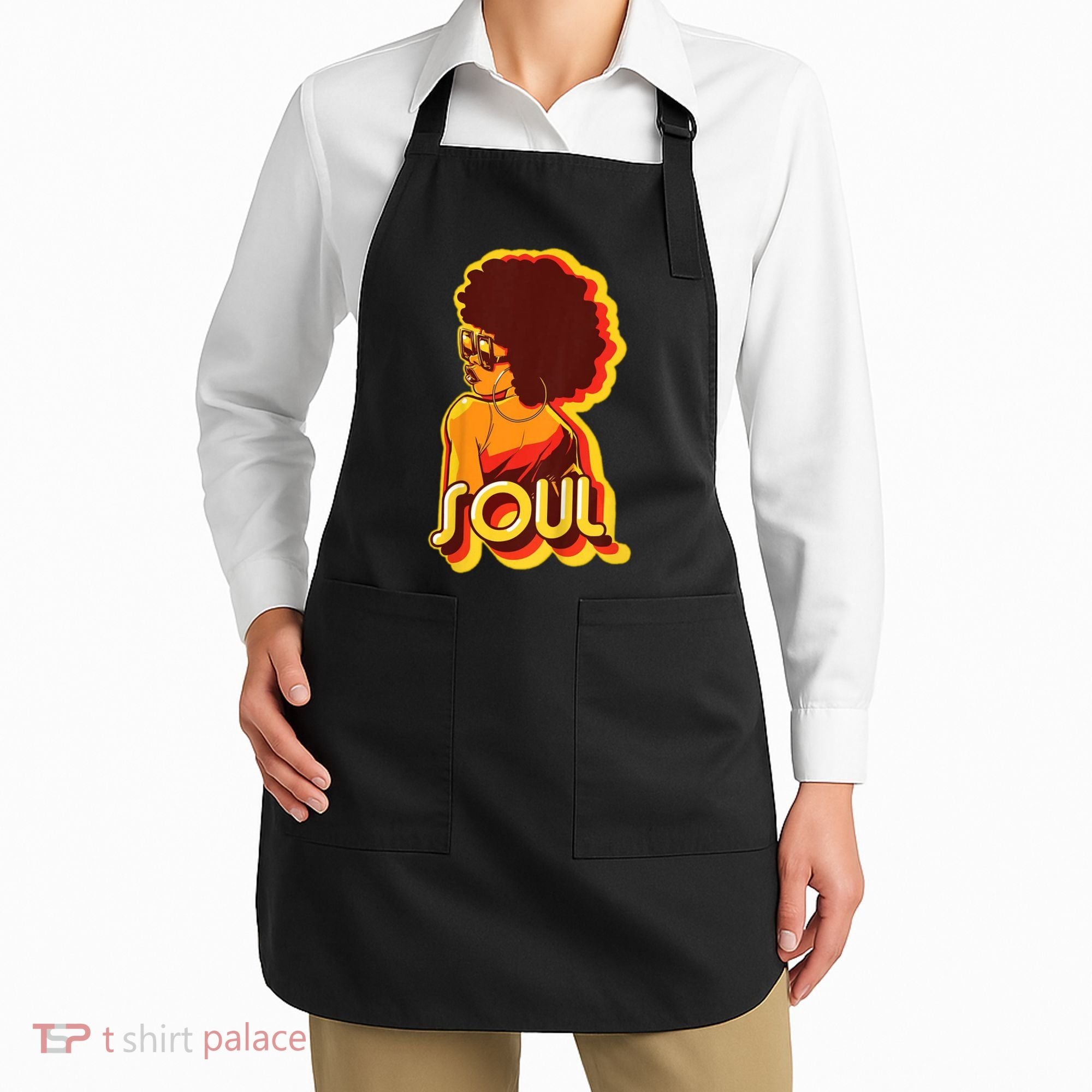 Soul Afro Lady Retro 80s Music Apron