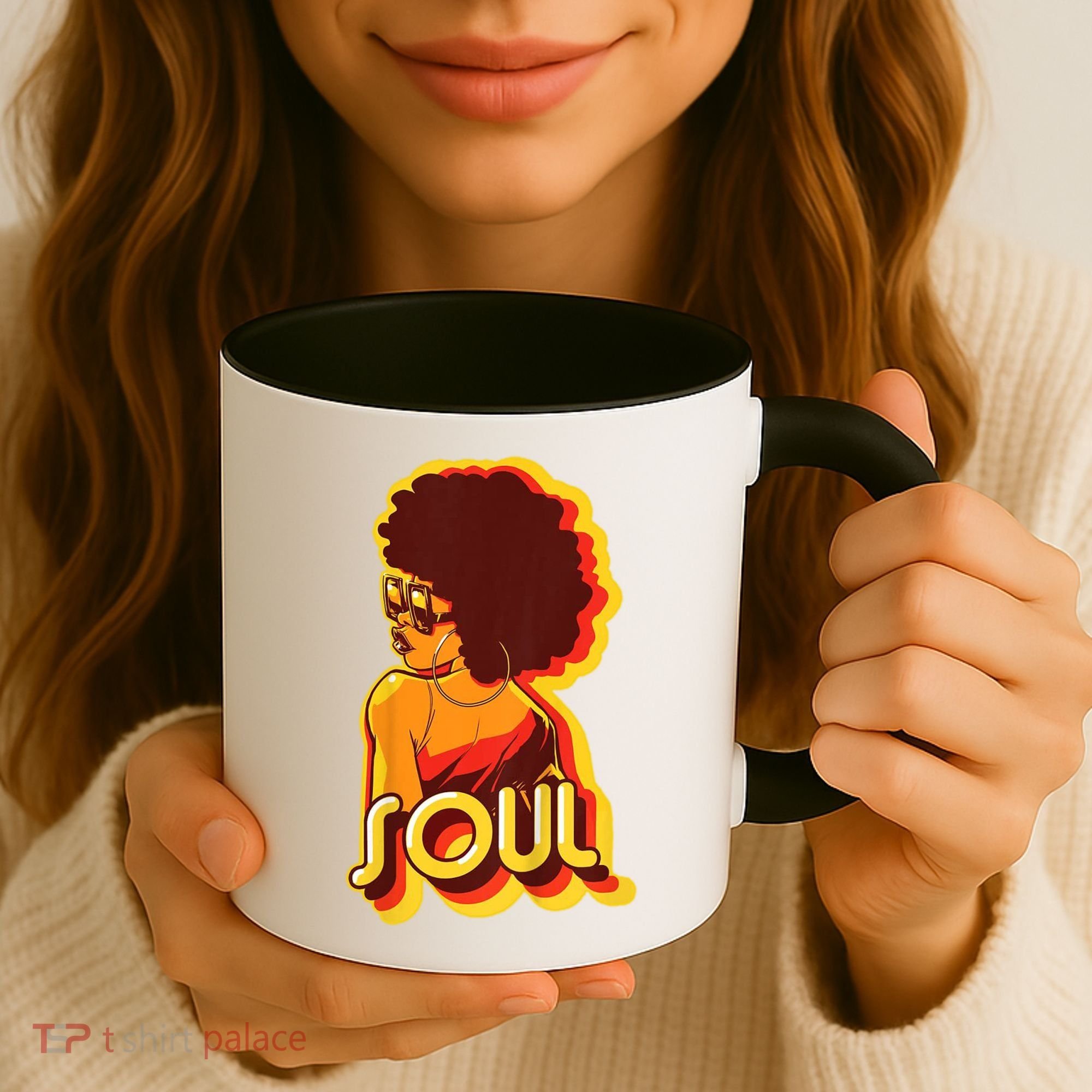 Soul Afro Lady Retro 80s Music Coffee Mug
